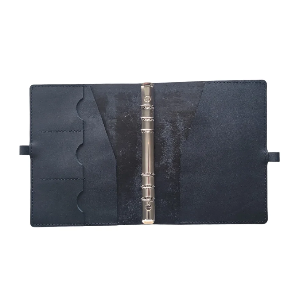 Handcrafted Leather Binder Journal Notebook with Floral and Feather Design